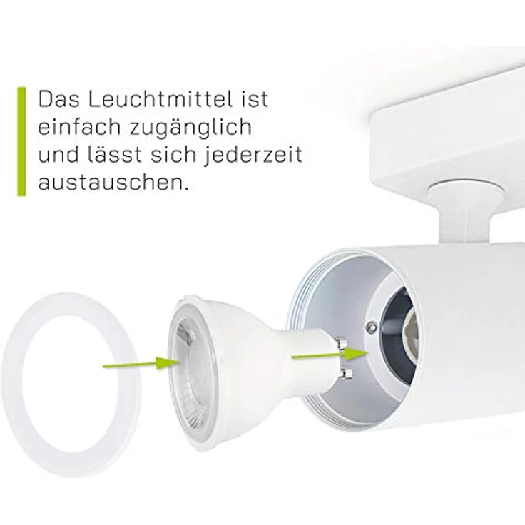 linovum TENJO Deckenstrahler 3 flammig weiß schwenkbar & drehbar mit LED GU10 2W warmweiß 230V – Bild 5