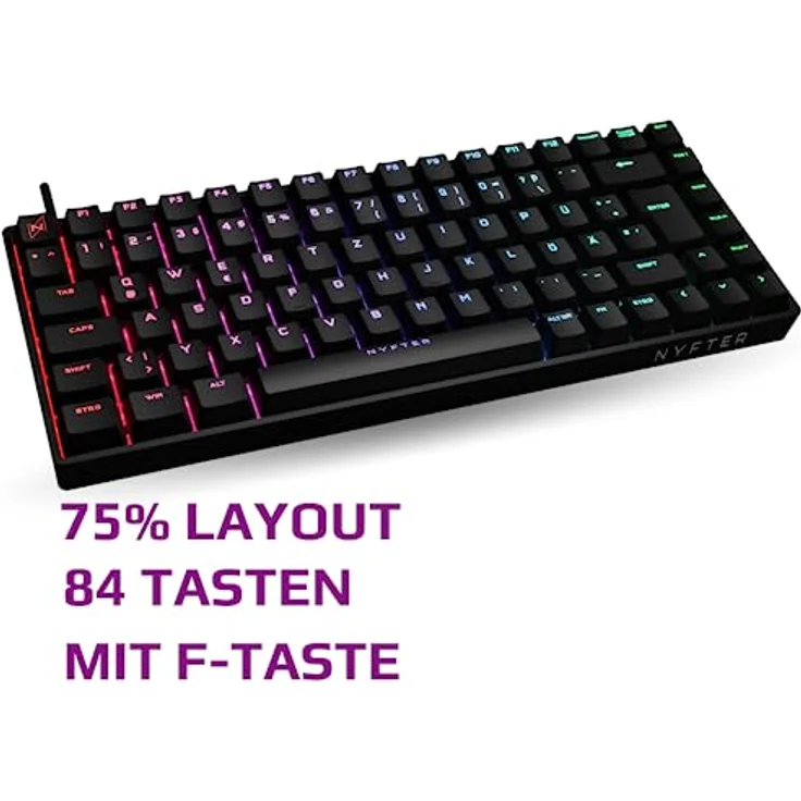 Nyfter - NYFBOARD GEN2 Black Gaming Computer Tastatur mit Gateron Yellow Switches - HOT-SWAPPABLE mechanisch RGB-Hintergrundbeleuchtung ISO-DE 75% Layout für Gamer – Bild 2