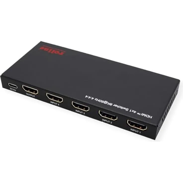 ROLINE 8K HDMI Switch 4-Fach mit IR-Fernbedienung, Unterstützung für 8K (7680x4320 @60Hz), einfache Installation