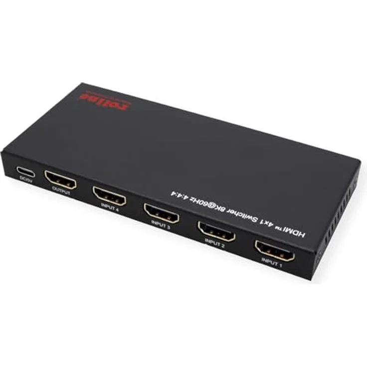 ROLINE 8K HDMI Switch 4-Fach mit IR-Fernbedienung, Unterstützung für 8K (7680x4320 @60Hz), einfache Installation – Bild 1