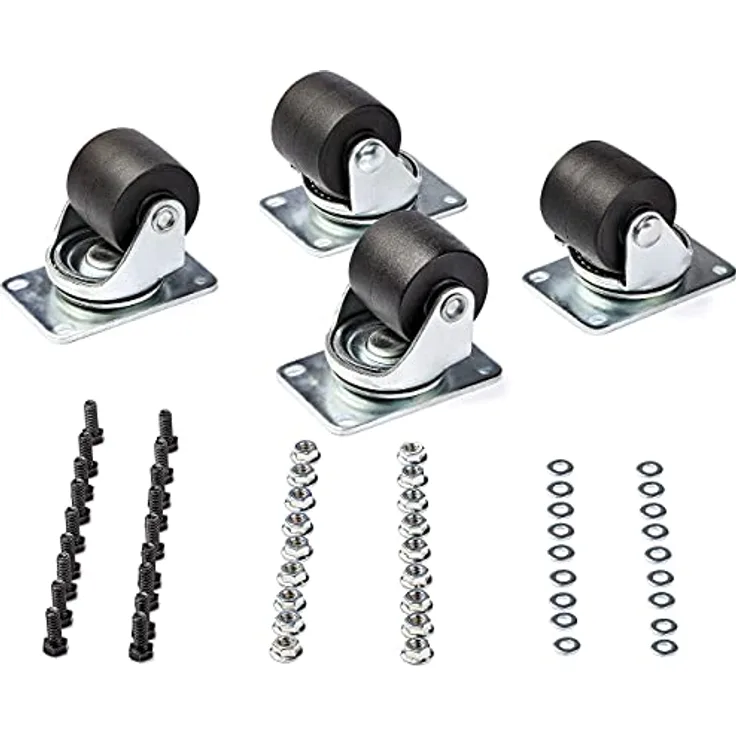 StarTech.com Schwerlastrollen für Serverreschränke - 4 Stück Universal M6 Rollen - Ersatz-Lenkrollen (45x75mm Muster) für Netzwerkschränke - Stahl/Kunststoff (RKCASTER2)