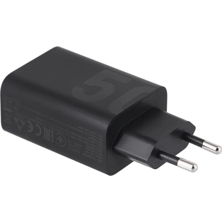 Motorola TurboPower 50W Reiseladegerät, Duo USB-C + USB-A, mit USB-C-Kabel, Schwarz