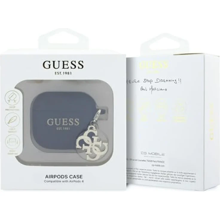 CG MOBILE Fall CG MOBILE Guess Silikon 4G Charm für AirPods 4, Schwarzer Silikonanhänger mit stoßfestem Schutz und einzigartigem Design – Bild 3