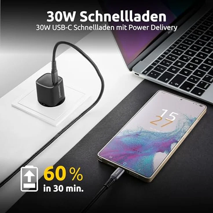 Intenso Power Adapter W30C², 30 W GaN USB-C® Ladegerät mit USB Power Delivery, Schwarz – Bild 3