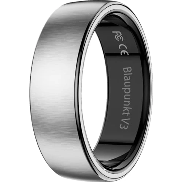 Blaupunkt Smart Ring Pro V3, Titanlegierung in Silber, IP68 Wasserdicht, Schritte, Puls, Schlaf, Temperatur, SpO2, für Android und iOS, Größe 14 – Bild 2