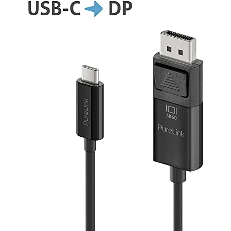 PureLink USB-C auf DisplayPort Kabel, 4K Ultra HD 60Hz, vergoldete Steckkontakte, 2,00m, schwarz – Bild 2