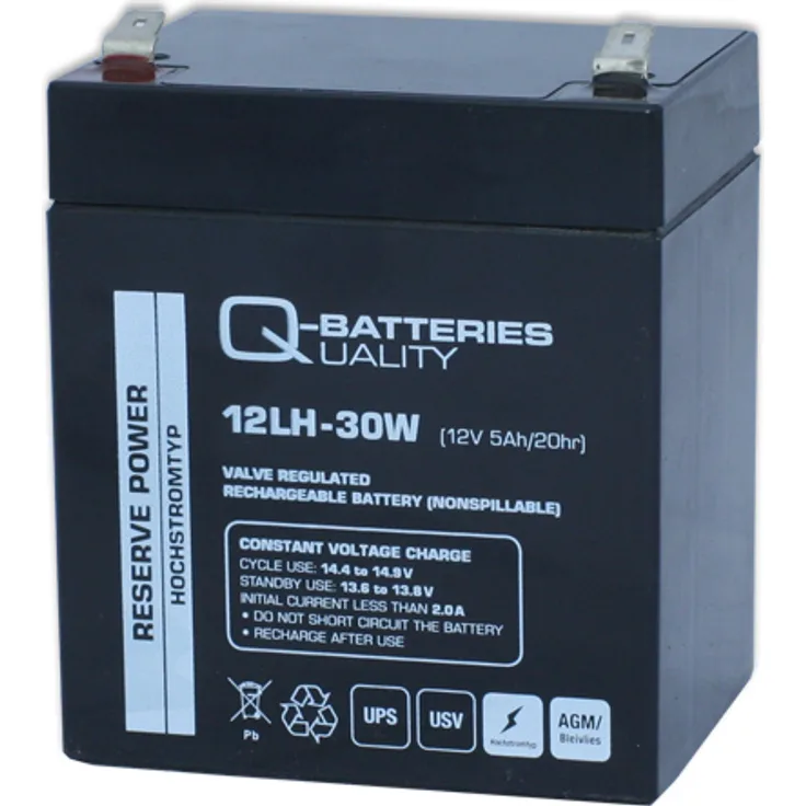 Q-Batteries 12LH-30W 12V 5Ah Blei-Vlies-Akku AGM VRLA Hochstrom USV