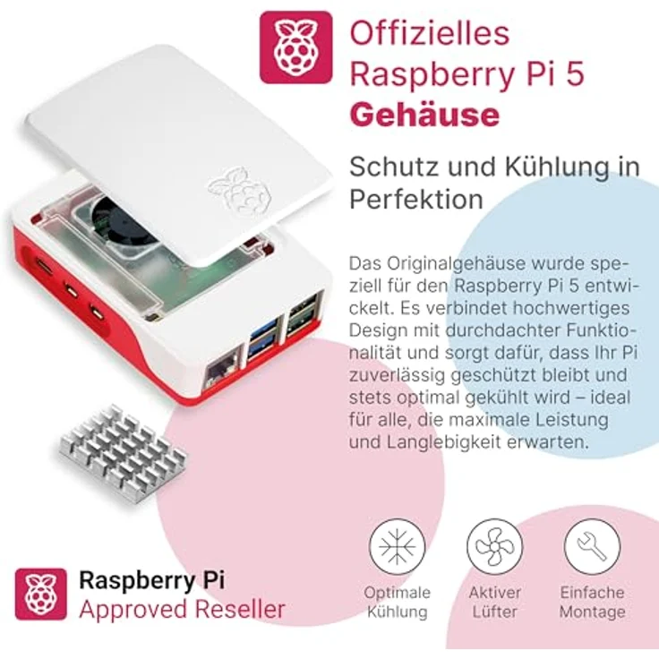 BerryBase Raspberry Pi 5 Starterkit, 64GB microSDHC mit Pi OS, Gehäuse, Netzteil, HDMI-Kabel, 8GB RAM, weiß – Bild 6