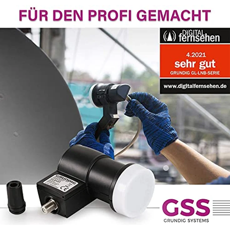 [Test SEHR GUT *] GSS Single LNB für digital Satschüssel - für 1 Teilnehmer, Receiver - 1fach 1-Fach, mit LTE Filter - Full HD, 4K, 0.1dB, Wetterschutzkappe, kälte- & hitzebeständig + Aufdrehhilfe – Bild 2