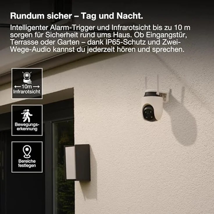 OSRAM SMART+ WIFI OUTD CAMERA 360, Überwachungskamera mit Schwenk- und Neigefunktion, intelligenter Bewegungserkennung, weiß – Bild 4