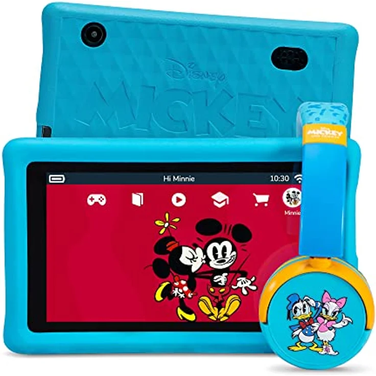 Pebble Mickey and Friends (7", 16 GB, Blue), Tablet, Blau - Disney Bundle mit Kopfhörern, Gamestore Junior Zugang und Schutzhülle – Bild 1
