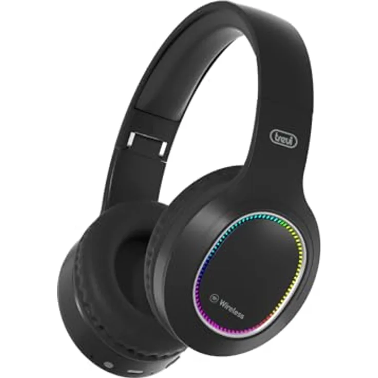 Trevi DJ 12E60 BT, kabellose Stereo-Kopfhörer mit Mikrofon, Anrufannahme, Micro SD, AUX-IN, wiederaufladbar, 7-9 Stunden Akkulaufzeit, Schwarz