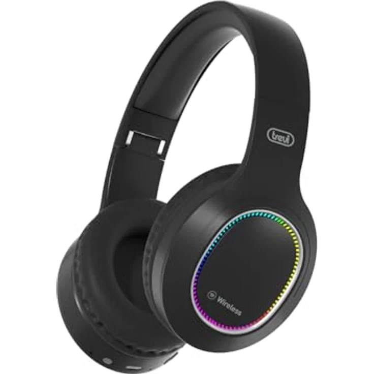 Trevi DJ 12E60 BT, kabellose Stereo-Kopfhörer mit Mikrofon, Anrufannahme, Micro SD, AUX-IN, wiederaufladbar, 7-9 Stunden Akkulaufzeit, Schwarz