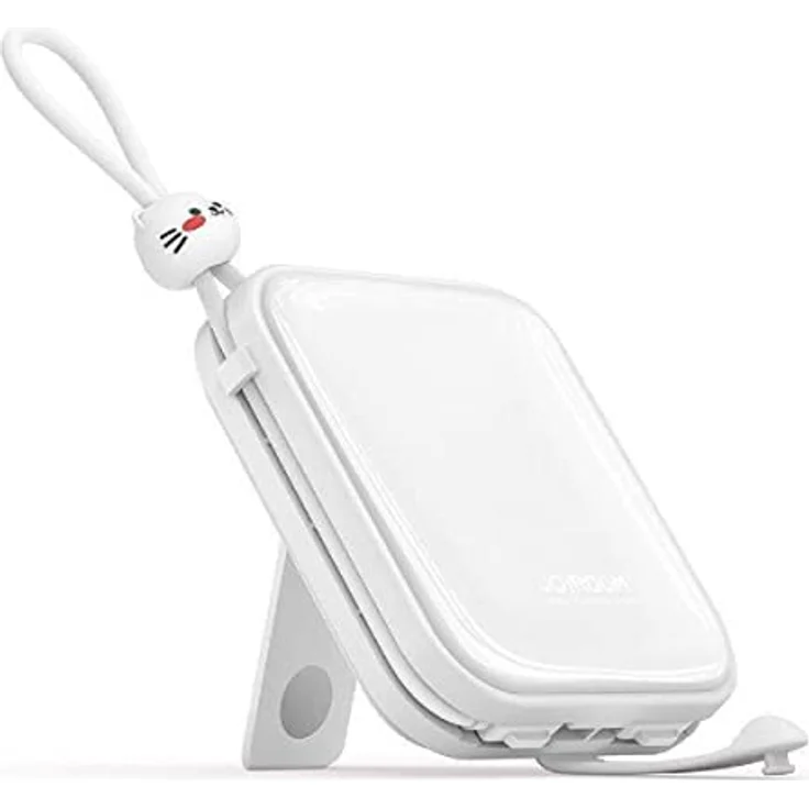 COFI 1453 Joyroom Powerbank mit USB-C- und iPhone Kabel und Ständer Cutie Series 10000mAh 22,5W (JR-L008) Weiß - Schnellladefunktion, 3 Ausgänge, integrierter Ständer – Bild 1