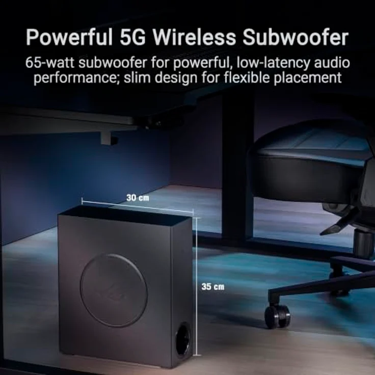 ASUS ROG Gjallar Gaming Soundbar, 2.1.2-Kanal mit kabellosem Subwoofer und Dolby Atmos®, Schwarz – Bild 5