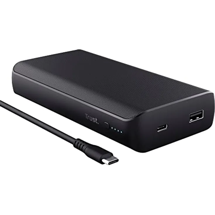 Trust Laro Powerbank 65W 20000mAh, Power Bank mit Schnellladefunktion, Power Delivery, Quick Charge 3.0, Mit USB-C Kabel, für Laptop/MacBook/MacBook Pro/MacBook Air Switch
