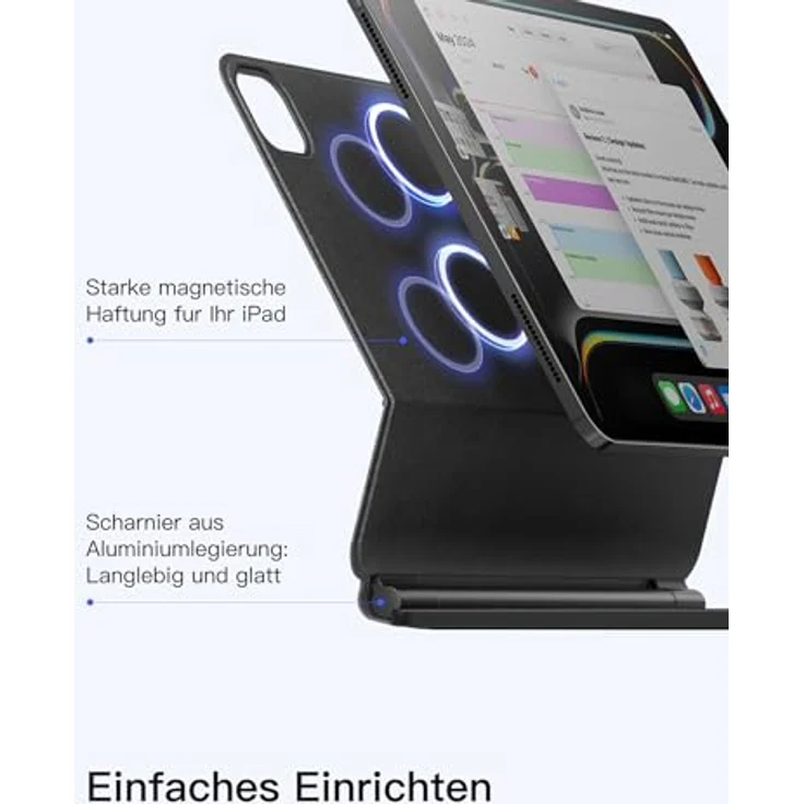 Inateck Tastatur Hülle für iPad 10/11 Generation 2025 A16, mit Touchpad, freitragendem Ständer und 7-farbiger Hintergrundbeleuchtung – Bild 4