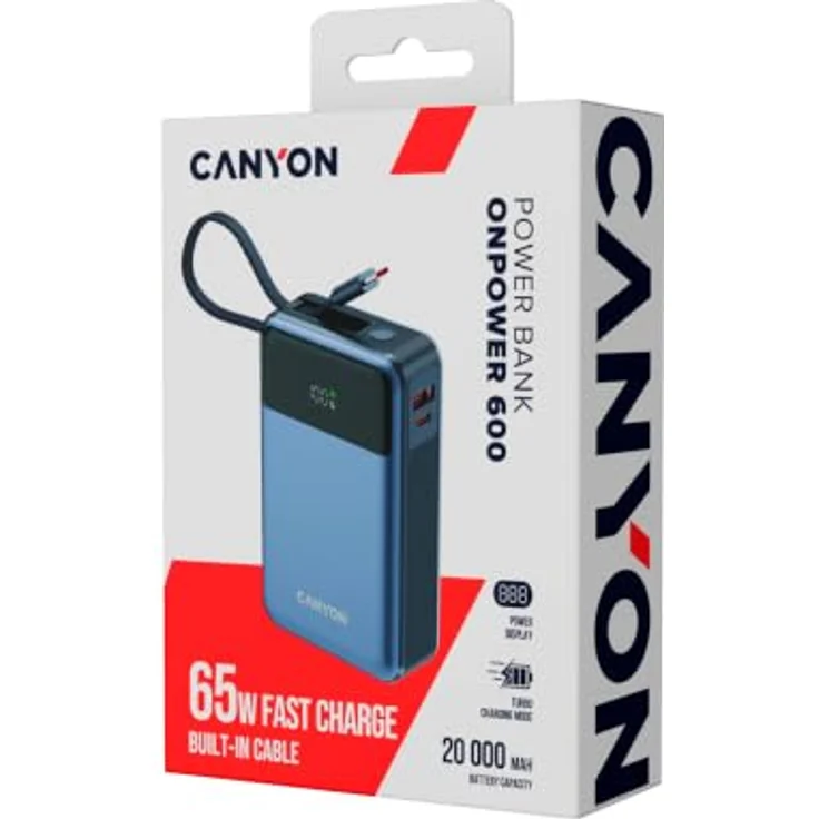 Canyon OnPower 600, Powerbank 20.000 mAh mit USB-C PD 65W und integrierten Display, Grau – Bild 13