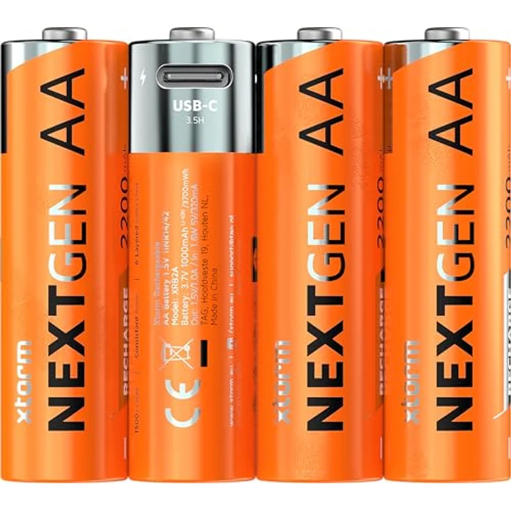 XTORM NextGen Mignon (AA)-Akku, wiederaufladbar über USB-C, 2200 mAh, 4er-Pack, langanhaltende Leistung – Bild 2