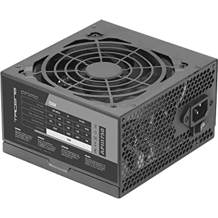 Tacens Anima APIII750, Netzteil PC ATX 750W, SMD Technologie 85% Bronze 12V, Ultraleiser 12cm Lüfter, Schwarz