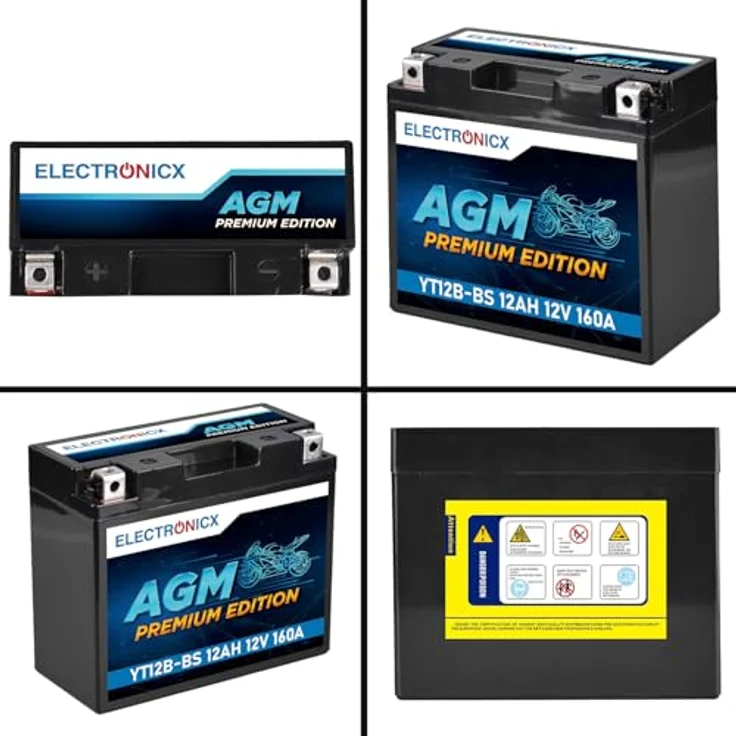 Electronicx YT12B-BS AGM Motorradbatterie 12Ah 12V, wartungsfrei, auslaufsicher, rüttelfest für Motorrad, Roller und Quad – Bild 9