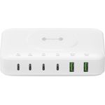 4smarts 7in1 USB Ladegerät (100 W), Universalladestation mit 4 USB-C und 2 USB-A Anschlüssen, Weiß