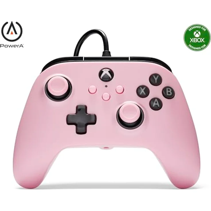 PowerA Kabelgebundener Controller für Xbox Series X|S - Rosa, Gamepad mit Doppel-Vibrationsmotoren und Extralangem USB-C-Kabel – Bild 1