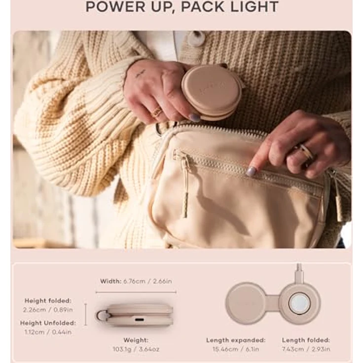 Satechi OntheGo 2-in-1 Wireless Charger mit Qi2 (15 W), faltbares Ladegerät für iPhone und Apple Watch, Rosa – Bild 4