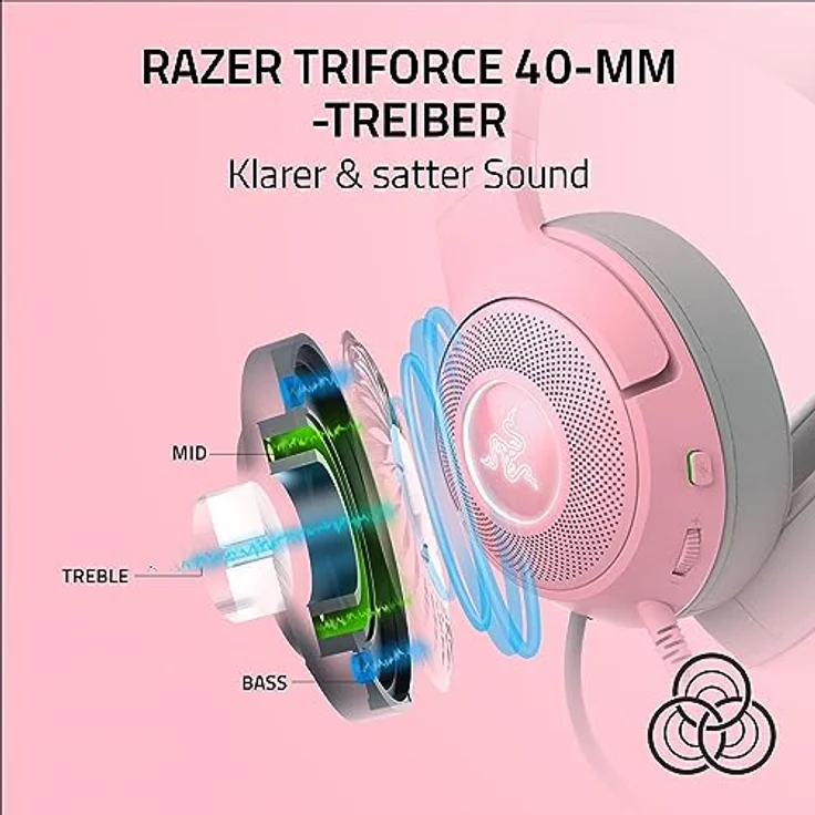 Razer Kraken Kitty V2 - Kabelgebundenes RGB-Headset mit Katzenohren (Reaktive Streaming-Beleuchtung, Razer HyperClear Mikro, TriForce 40-mm-Treiber, 7.1 Surround Sound) Quartz – Bild 5