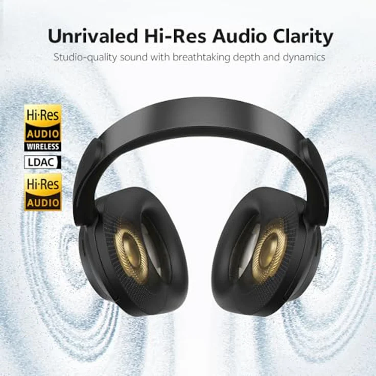 QCY H3S Over Ear Bluetooth Kopfhörer, Hybrid Aktive Noise Cancelling, Hi-Res Audio, 86 Stunden Akkulaufzeit, Bluetooth 6.0, Dual Verbindung, Schwarz – Bild 4