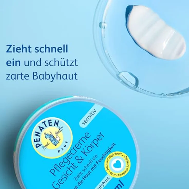 Penaten Pflegecreme Gesicht & Körper (100 ml), schnell einziehende Baby Gesichtscreme & Körpercreme, zarte Babyhaut, feuchtigkeitsspendend – Bild 3
