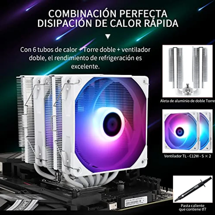 Thermalright Peerless Assassin 120 White ARGB CPU Air Cooler,6 Heat Pipes, Dual 120mm TL-C12W-S PWM Fan, Aluminio Heatsink Cover,AGHP Technology, para AMD AM4 AM5/Intel LGA 1700/1150/1151/1200/2066 – Bild 4