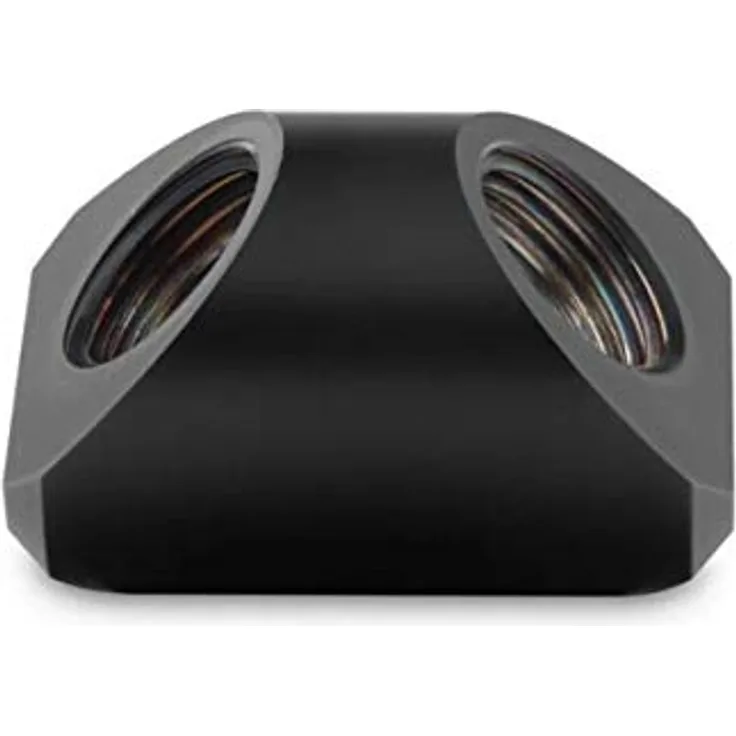 EK Water Blocks EK-Quantum Torque 90 Grad Adapter G1/4 Zoll IG auf G1/4 Zoll IG - Schwarz, verhindert das Biegen von Rohren, Durchmesser 23 mm