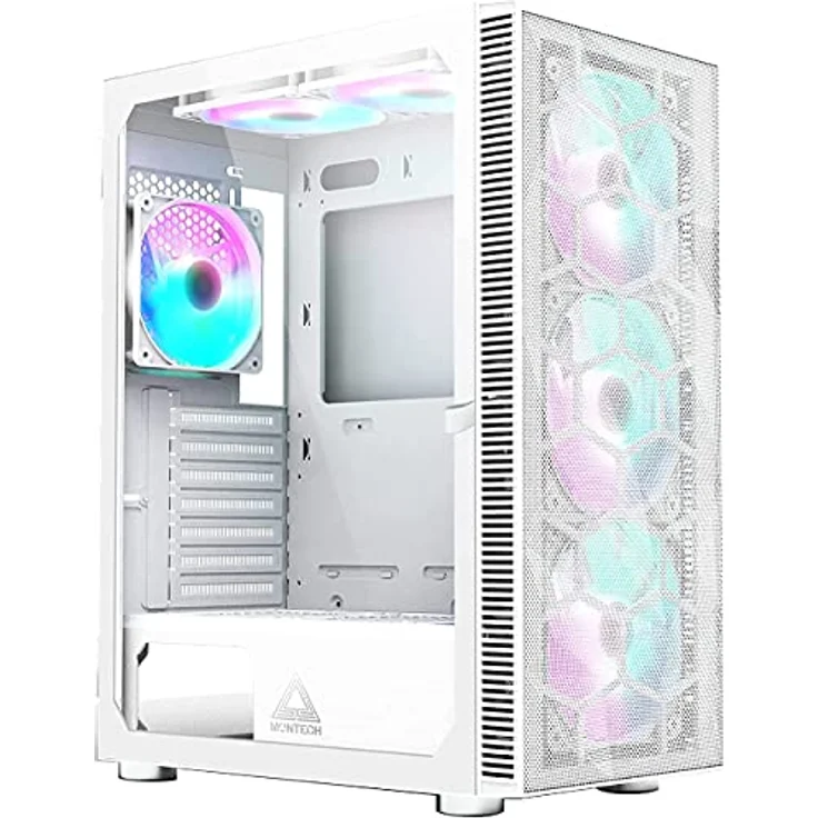 Montech X3 Mesh Midi-Tower, DRGB, gehärtetes Glas, weiß – Bild 1