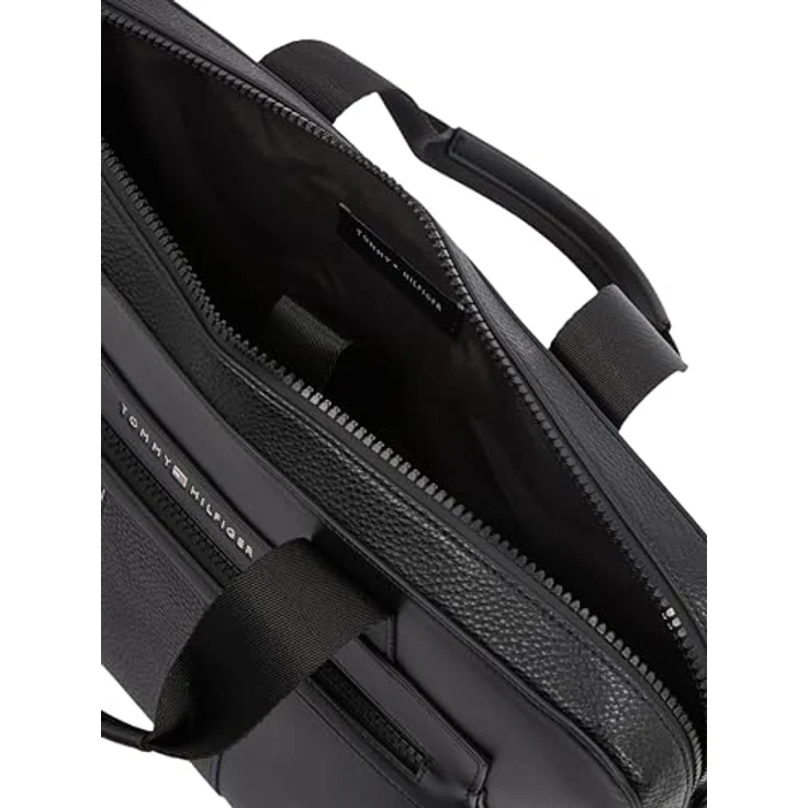 Tommy Hilfiger Laptoptasche TH FOUNDATION COMPUTER BAG, Damen Messengerbag, Henkeltasche, Umhängetasche mit Reißverschluss, in Black – Bild 5