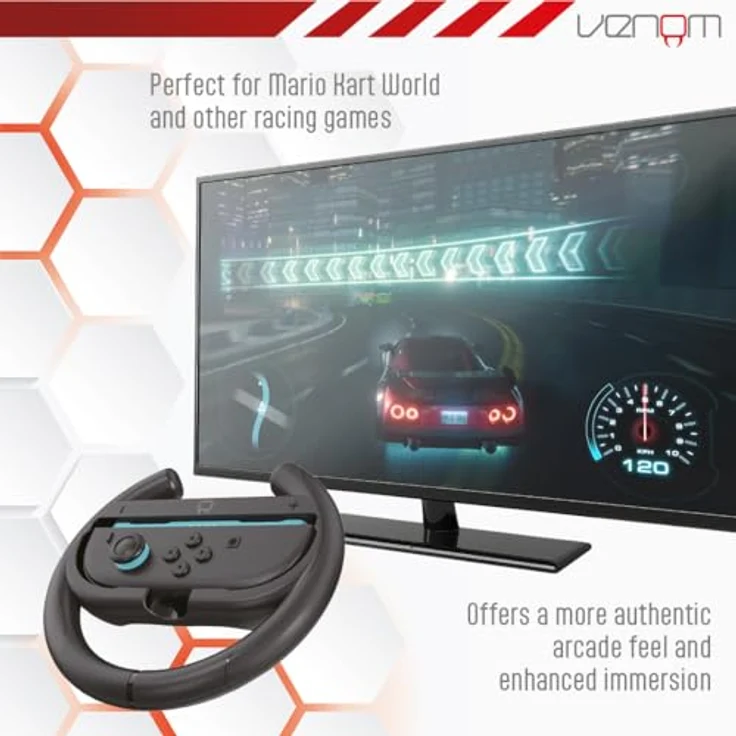 Venom Racing Wheels, Lenkrad für Nintendo Switch & Switch 2, Twin Pack mit zusätzlicher Kunststoffeinlage – Bild 3