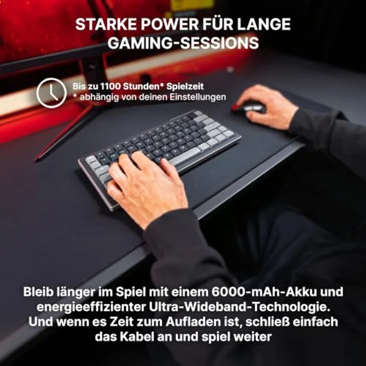 CHERRY XTRFY K63W Pro Compact Ultra-Wideband Tastatur, Kabellos mit MX Low Profile 2.0 Red-Switches, 8000 Hz Polling Rate, 6000 mAh Akku – Bild 6