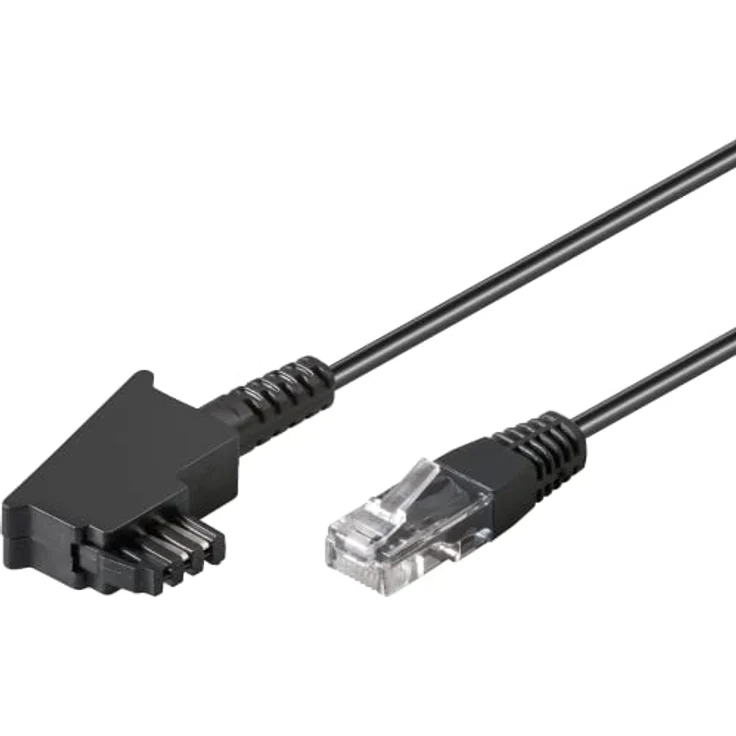 goobay 71811 Routerkabel, Telefonkabel, Anschlusskabel für DSL/ADSL/VDSL, TAE-F Stecker auf RJ45 Stecker (8P2C), schwarz, 0,5 Meter – Bild 1