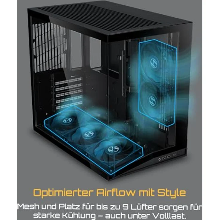 Lian Li O11 Dynamic Mini V2, Mini-PC-Gehäuse ATX mit Tempered Glass, Schwarz, für Grafikkarten bis 400 mm und CPU-Kühler bis 160 mm – Bild 3