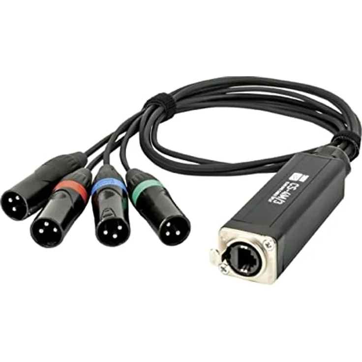 Showgear CS-4M/3, 4 Kanal DMX Shuttle Lichtsteuerung mit 75 cm farbcodierten Kabeln für vier 3-polige DMX-Buchsen