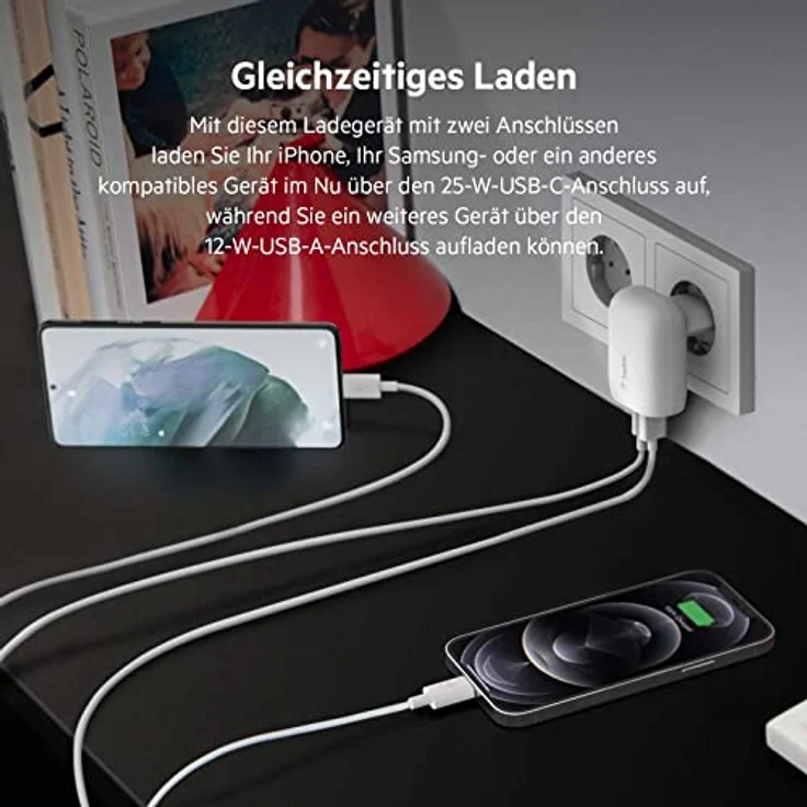 Belkin Dual Netzladegerät 37W USB-C 25W PD + USB-A WCB007vfWH – Bild 6