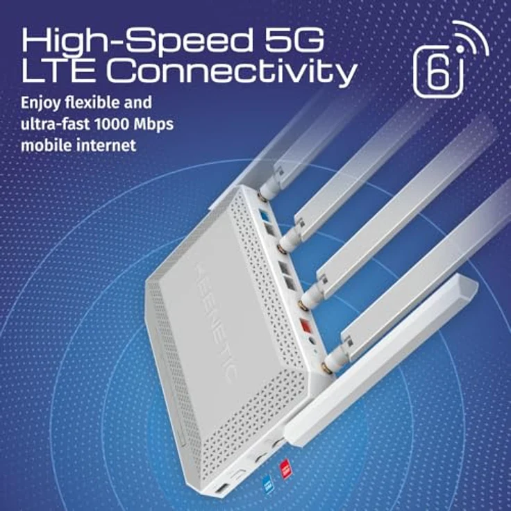 Keenetic Hero 5G, AX3000 Mesh-Wi-Fi-6-5G-Modem-Router mit 2 SIM-Steckplätzen, 1×2.5G- und 4×1G-Smart Switch, USB 3.0- und 2.0-Ports – Bild 2
