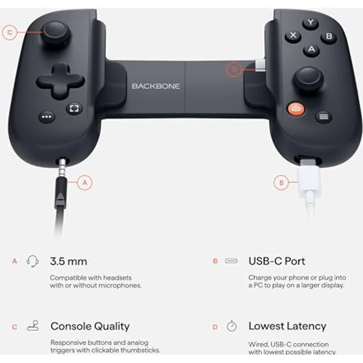BACKBONE One Mobiler Gaming-Controller für das Android & iPhone 15 Series (USB-C) - 2nd Gen - Verwandeln Sie Ihr Handy in eine Spielekonsole - Spiele Xbox, PlayStation, Call of Duty, Roblox & mehr – Bild 3