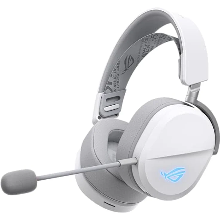 ASUS ROG Pelta White, kabelloses RGB Gaming Headset mit 50-mm-ROG-Titanmembran-Treibern, 10-mm-Superbreitband-Boom-Mikrofon und Aura Sync RGB | Weiß – Bild 1