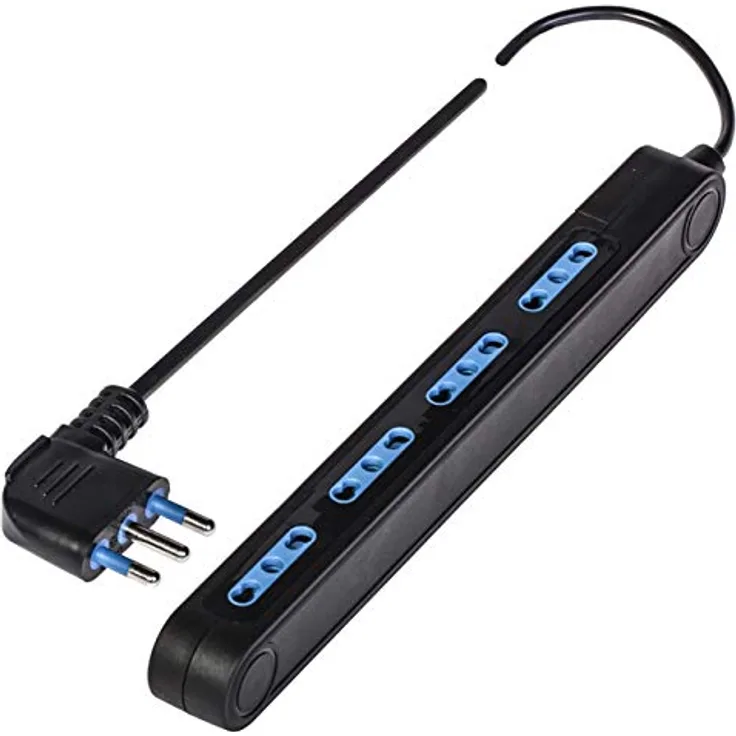 Poly Pool PP2522.2 Multi-Sockel Strip Zero mit Stecker 16 a und 4 bivalenten Steckdosen, 1,5 m Kabel mit kleiner Größe, schwarz