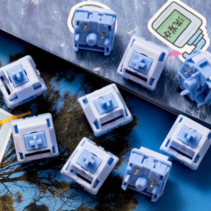 Akko Creamy Cyan Switches, mechanisch, 5-Pin, clicky, MX-Stem, 50g - 45 Stück – Bild 4