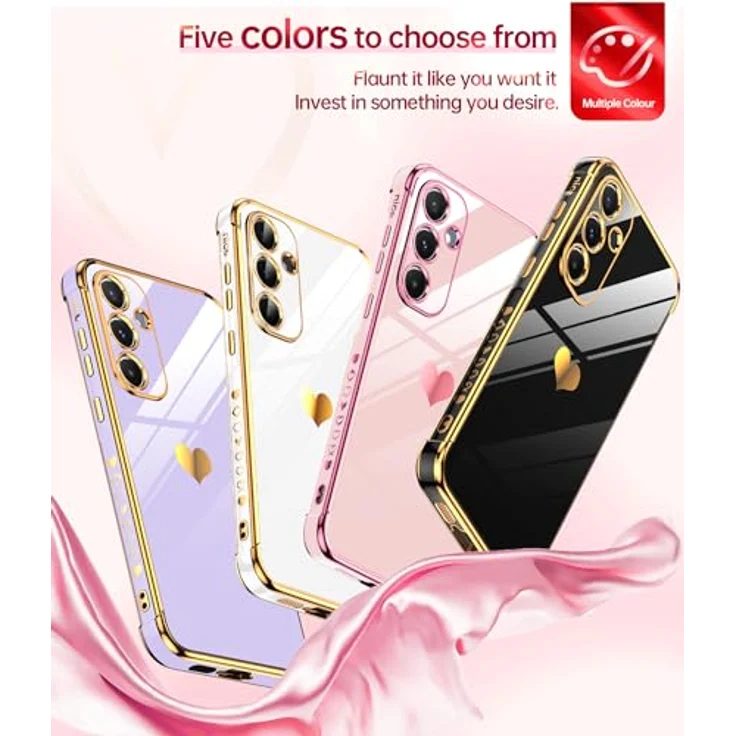 LeYi Hülle für Samsung Galaxy A55 5G, TPU Silikon Schutzhülle mit Herz-Muster und 2 Schutzfolien, stoßfest und kratzfest, rosa – Bild 5