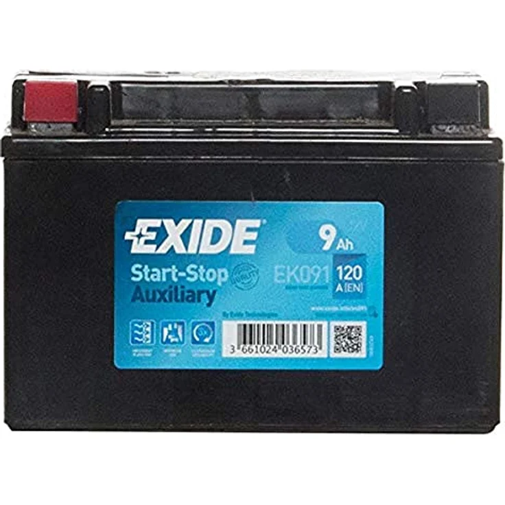 Exide Backup Batterie "Start-Stop Auxiliary" EK091, AGM-Batterie mit 12V und 9Ah, Kälteprüfstrom 120A – Bild 1