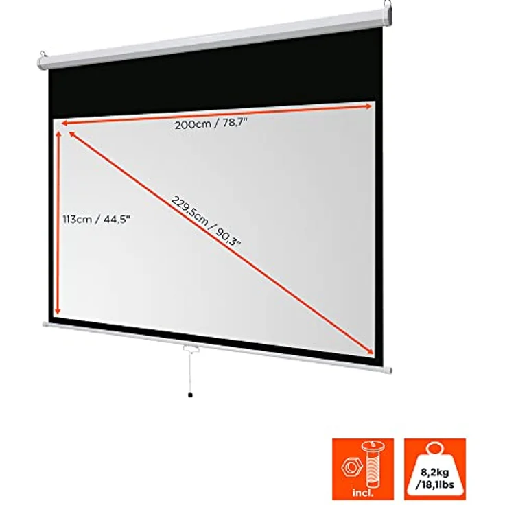 Celexon ivolum Rolloleinwand 200 x 113cm,Leinwand Format 16:9 , Heimkino Leinwand, Beamerleinwand,3D – Bild 3