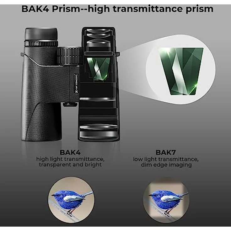 K&F Concept Fernglas 10x42 HD, BAK4 Prisma, wasserdicht in Schwarz mit abnehmbarem Okular – Bild 3
